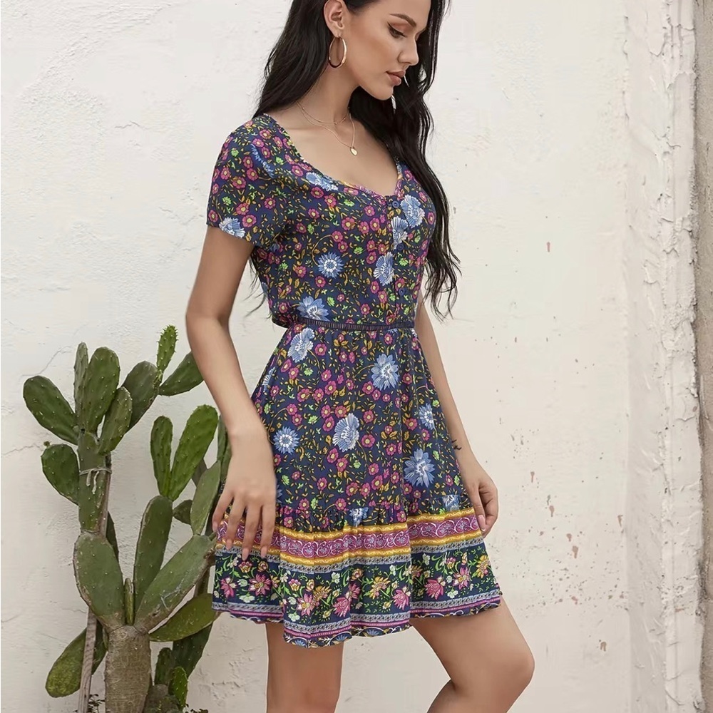 Bohemian Floral Pattern Dress